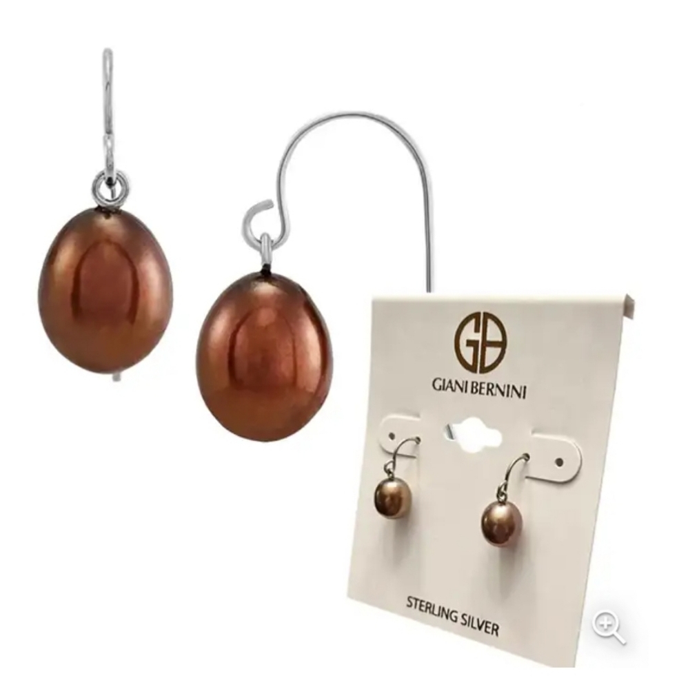 Giani Bernini Cultured Freshwater Pearl Drop Earrings-Iridescent Chocolate SS